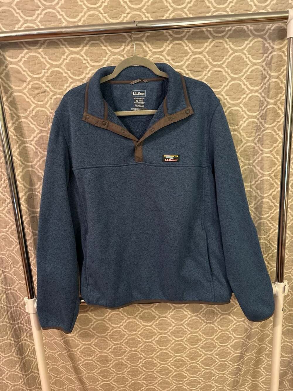 L.L.Bean Men's Sweater Fleece Pullover, Blue, Size XL Regular